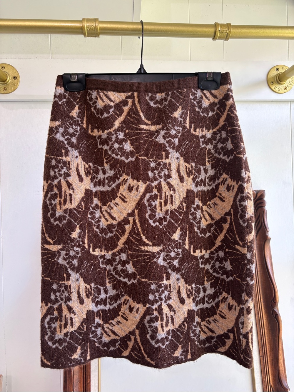 Anthropologie Sparrow Mohair and Cashmere Blend Skirt Brown Tan Knit Small